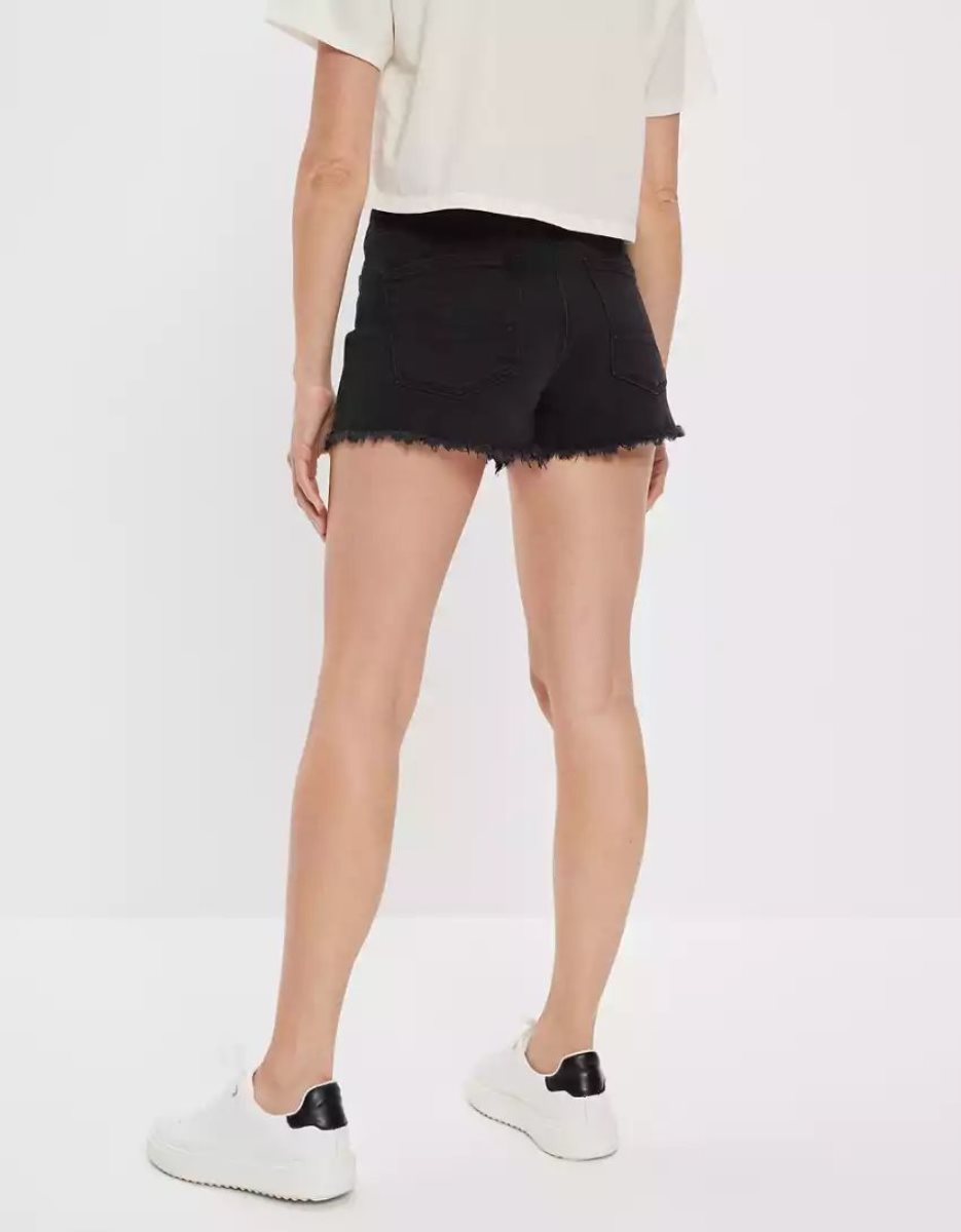 Shorts American Eagle AE Stretch Denim Mom Noir Femme | NVS-80089434